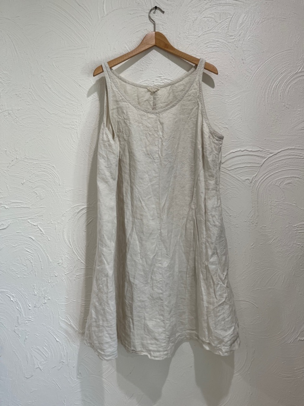Eileen Fisher Cream Midi Linen Tank Dress